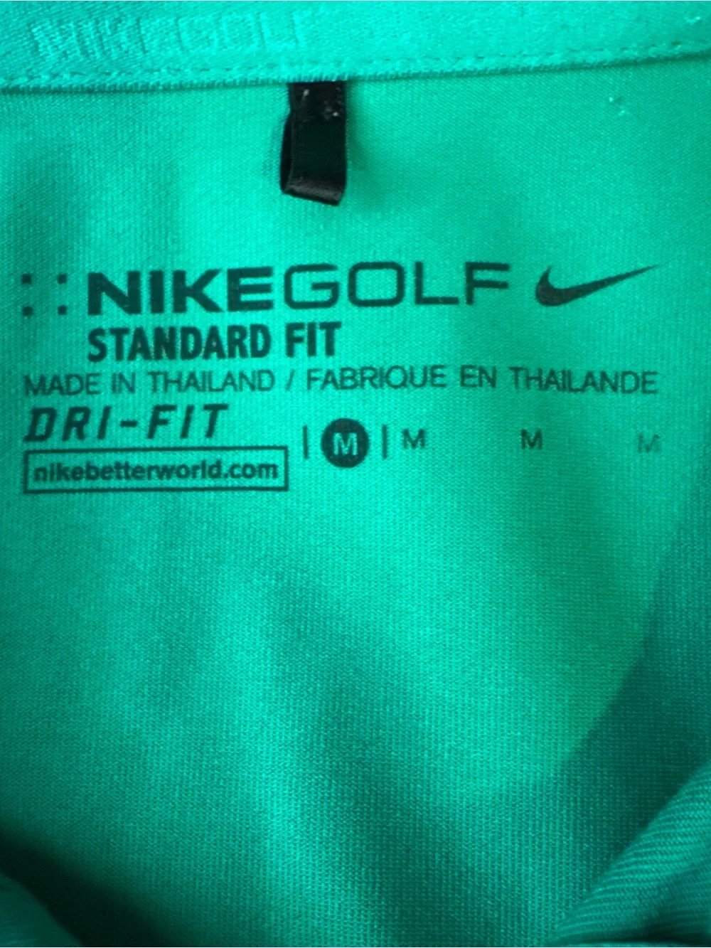 Nike Polo Shirt Mens Medium Blue Green Dri Fit Colorblock Golf Sporty Athleisure